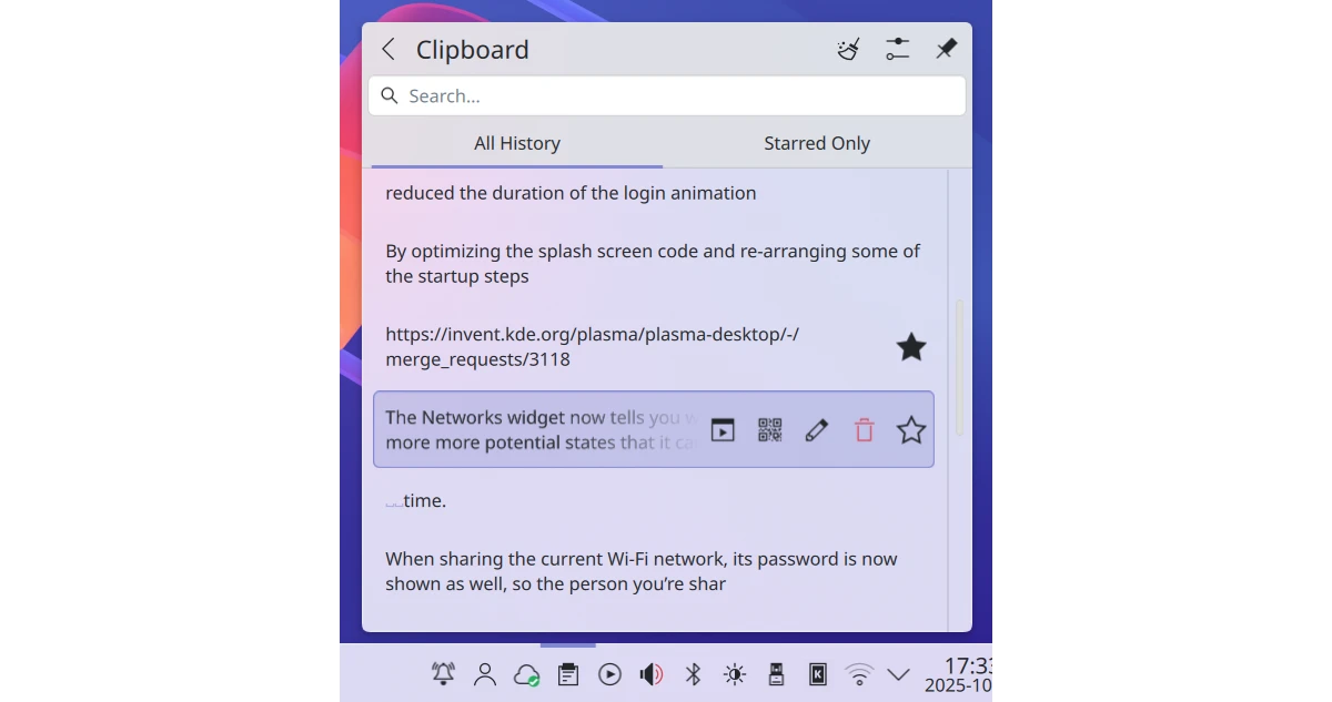 Pinned clipboard items